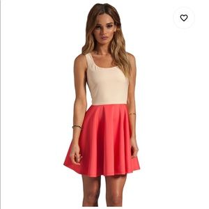 Blaque Label Coral and Nude Colorblock Dress S